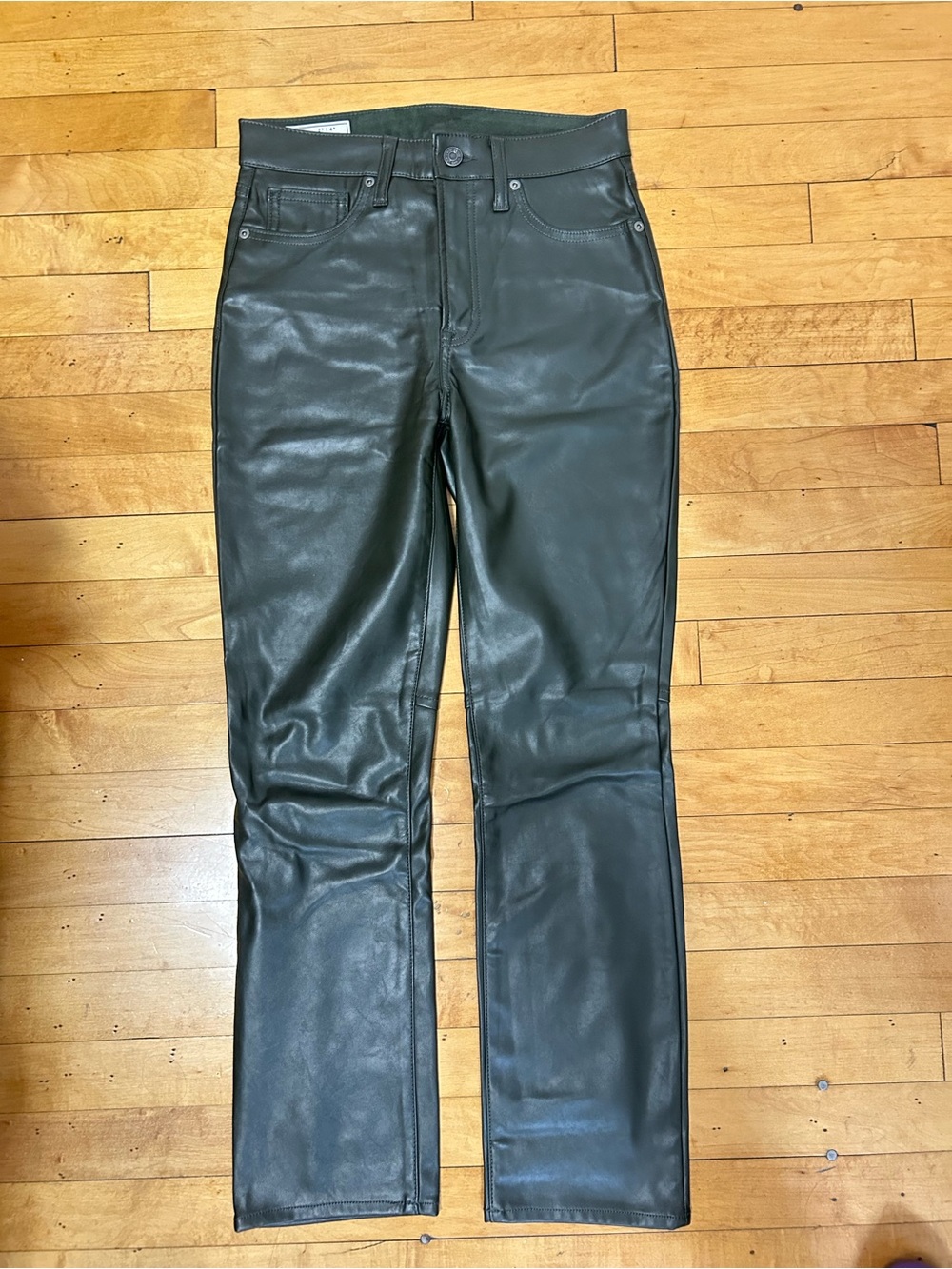 GAP Women’s Vintage Leather Straight-Leg Jeans – Dark Green